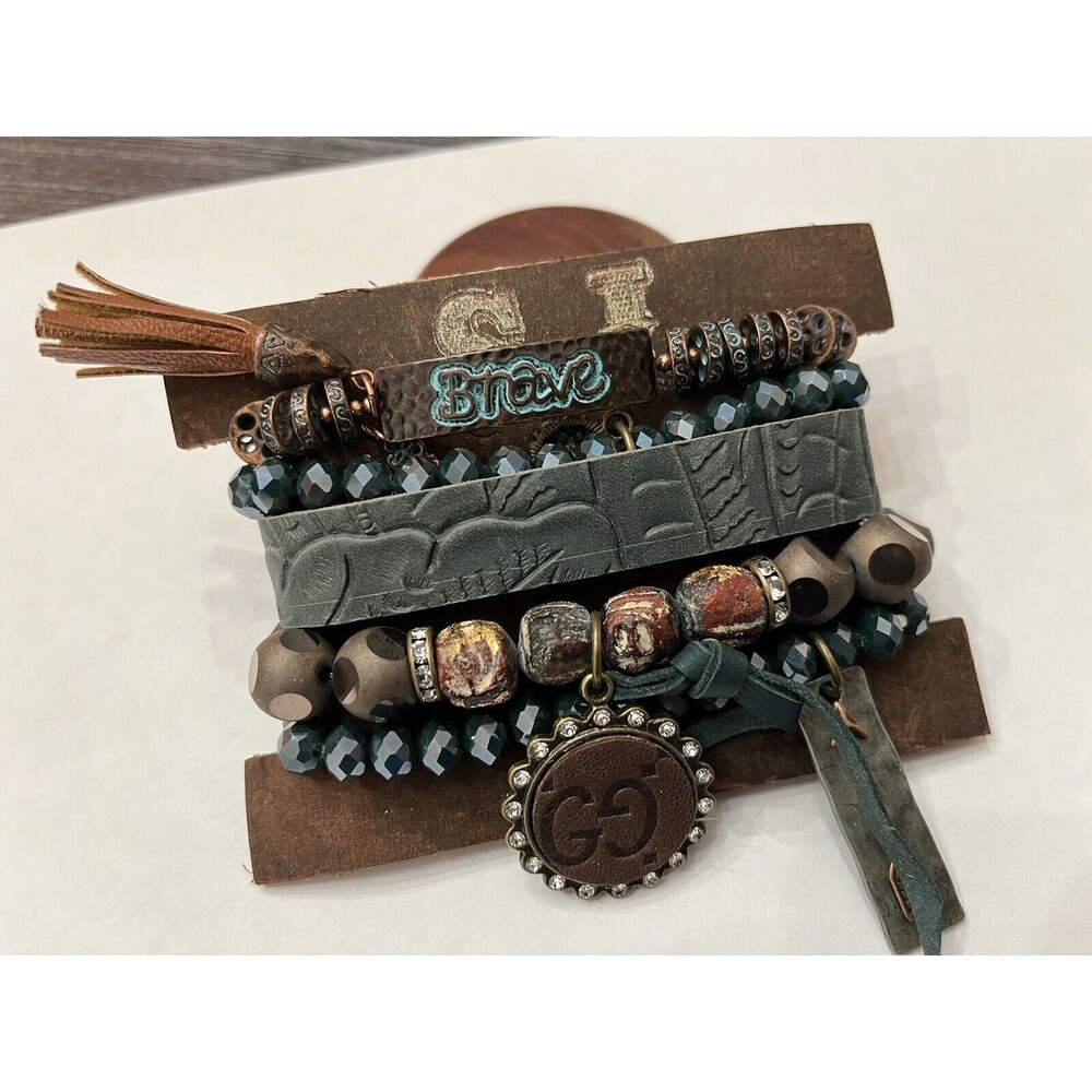 Upcycled designer Bracelet Stack - Picture 2 of 4